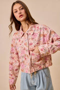 SO ME Floral Print Cotton Twill Button Down Barn Jacket - Rooted & Reckless Co.