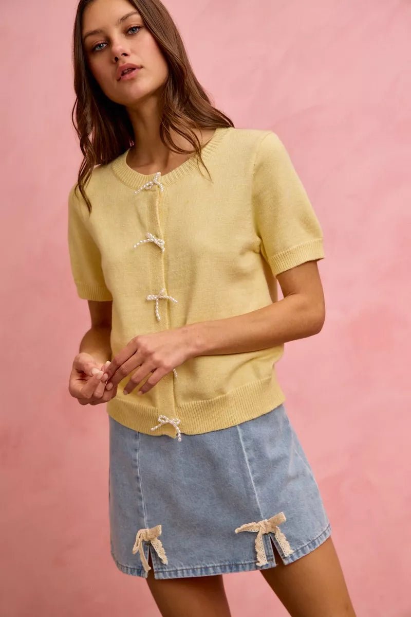 SO ME Lace Ribbon Trim Denim Mini Skirt - Rooted & Reckless Co.