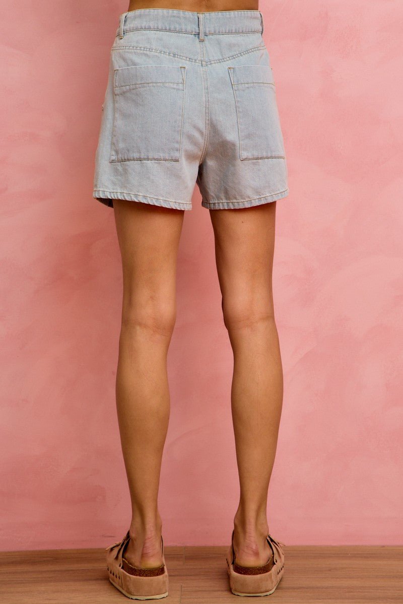 SO ME Mid Rise Denim Shorts With Cotton Tape Drawstring - Rooted & Reckless Co.