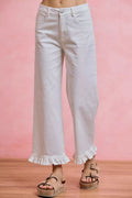 SO ME Ruffled Bottom Detail Mid Rise Jeans - Rooted & Reckless Co.