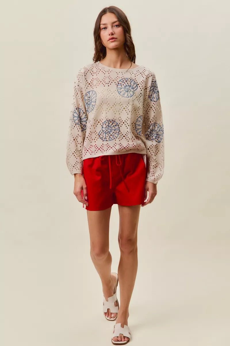 SO ME Seashell Lightweight Sweater Top - Rooted & Reckless Co.