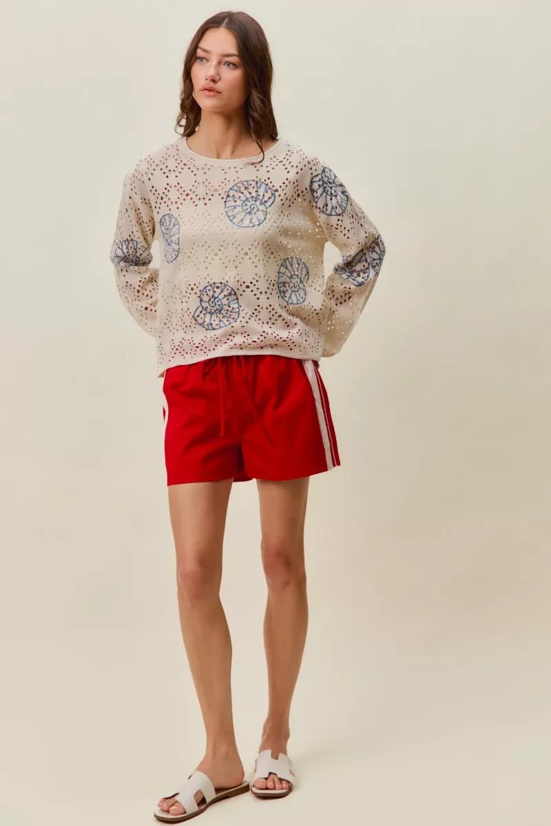 SO ME Seashell Lightweight Sweater Top - Rooted & Reckless Co.