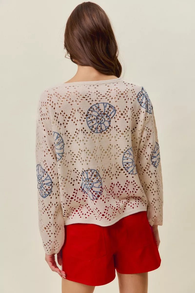 SO ME Seashell Lightweight Sweater Top - Rooted & Reckless Co.