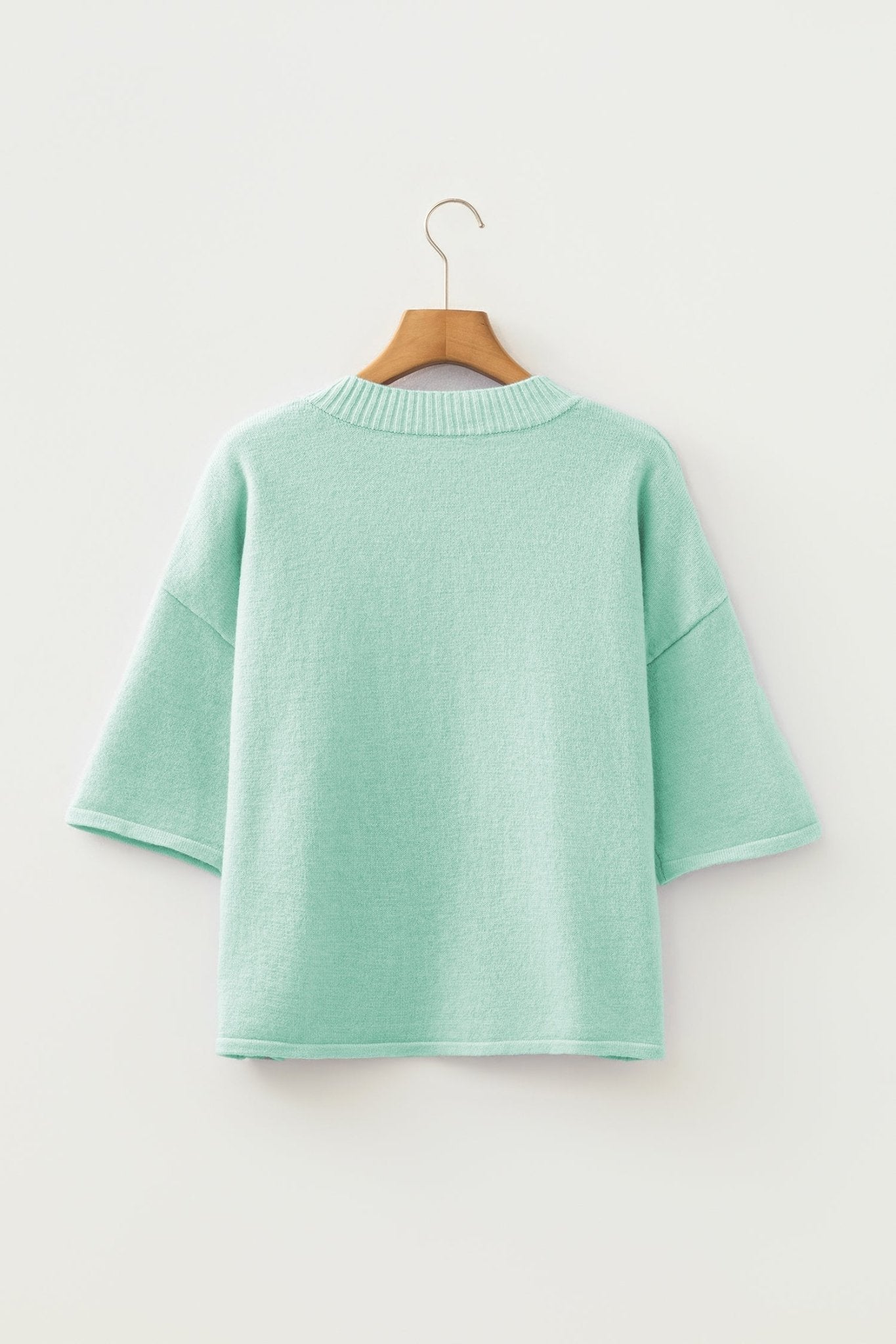 Solid 3/4 Sleeve Boxy Button-Down Cardigan - Rooted & Reckless Co.