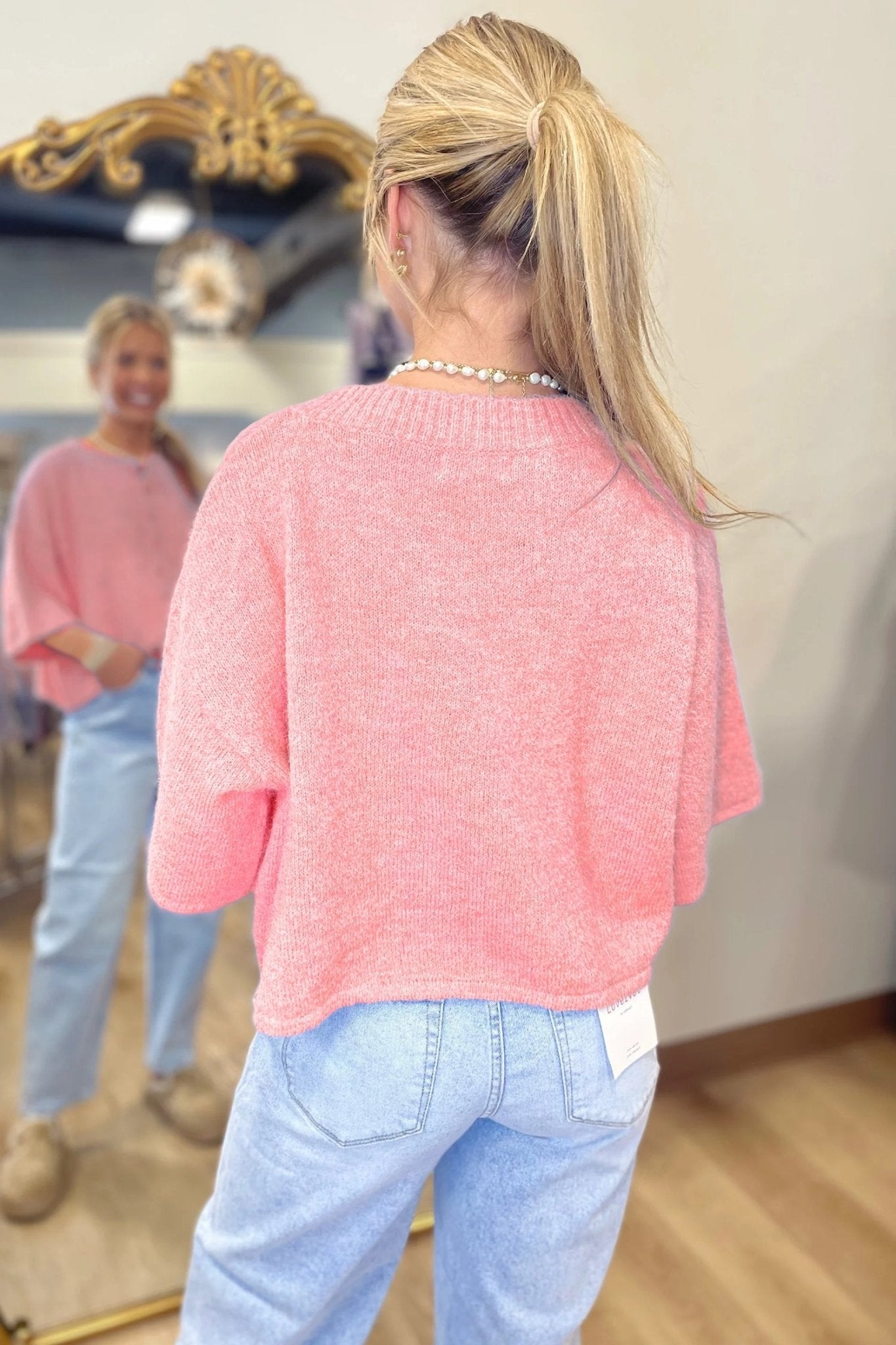 Solid 3/4 Sleeve Boxy Button-Down Cardigan - Rooted & Reckless Co.