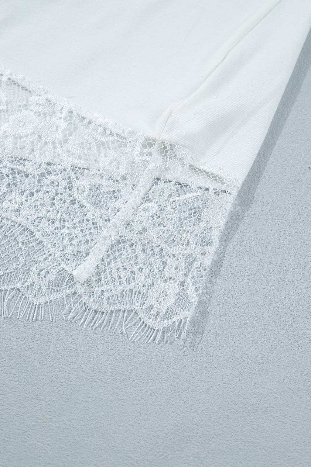 Solid Asymmetric Lace Hem Patchwork T-Shirt - Rooted & Reckless Co.