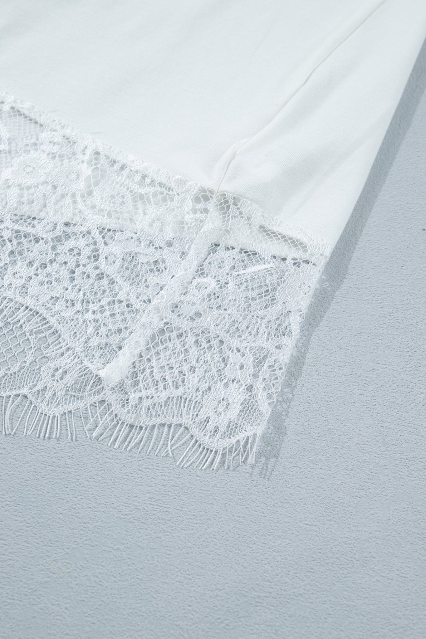 Solid Asymmetric Lace Hem Patchwork T-Shirt - Rooted & Reckless Co.