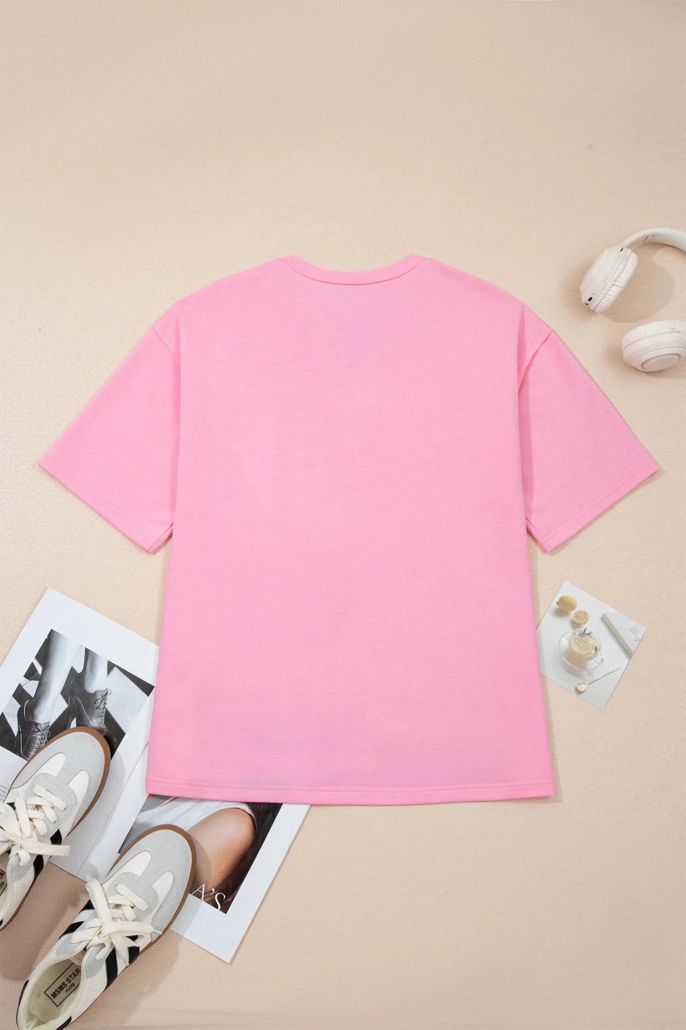 Solid Bow Patch Raw Edge Loose T-Shirt - Rooted & Reckless Co.