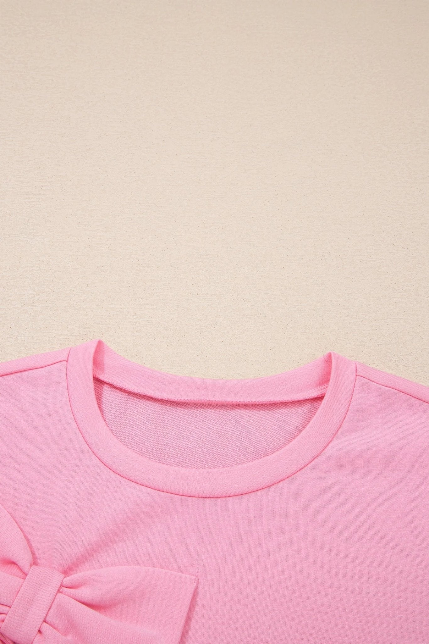 Solid Bow Patch Raw Edge Loose T-Shirt - Rooted & Reckless Co.