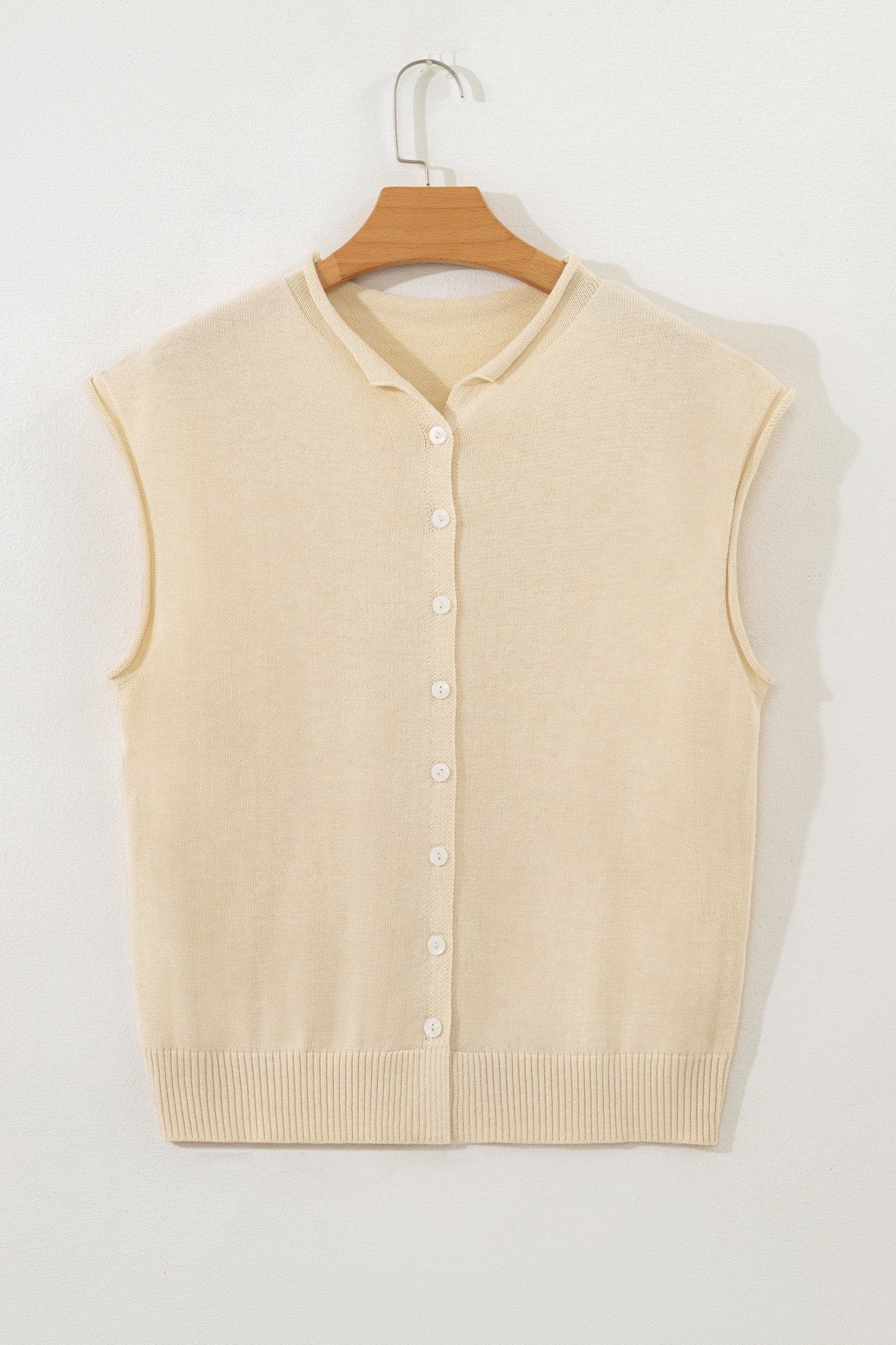 Solid Button-Front Rolled Hem Sweater Top - Rooted & Reckless Co.