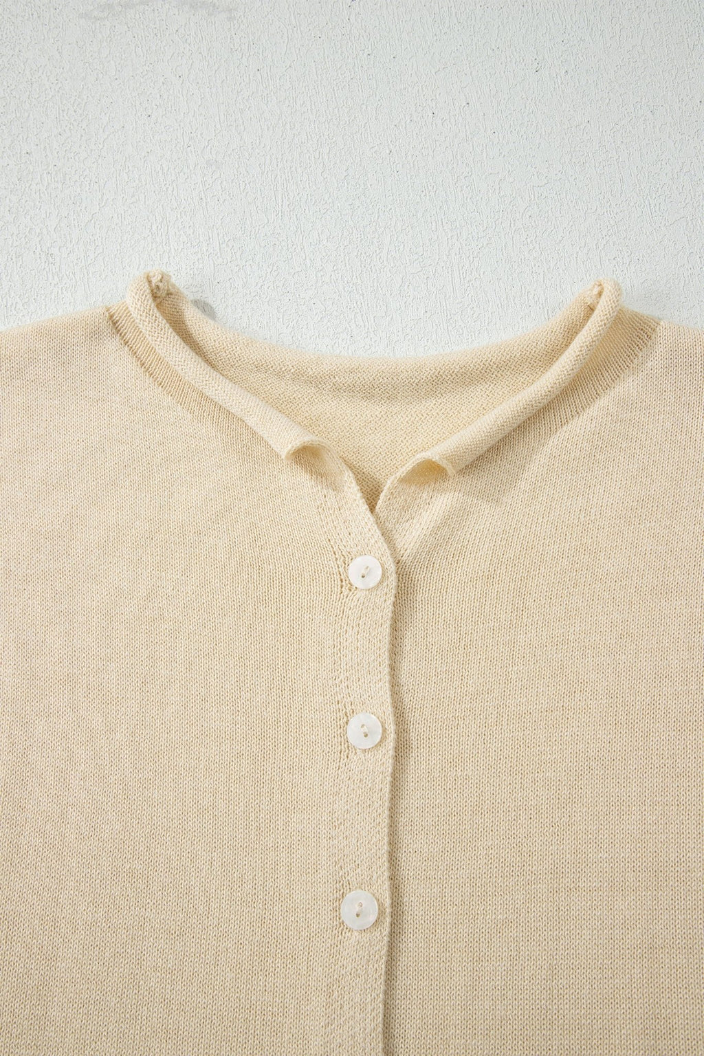Solid Button-Front Rolled Hem Sweater Top - Rooted & Reckless Co.