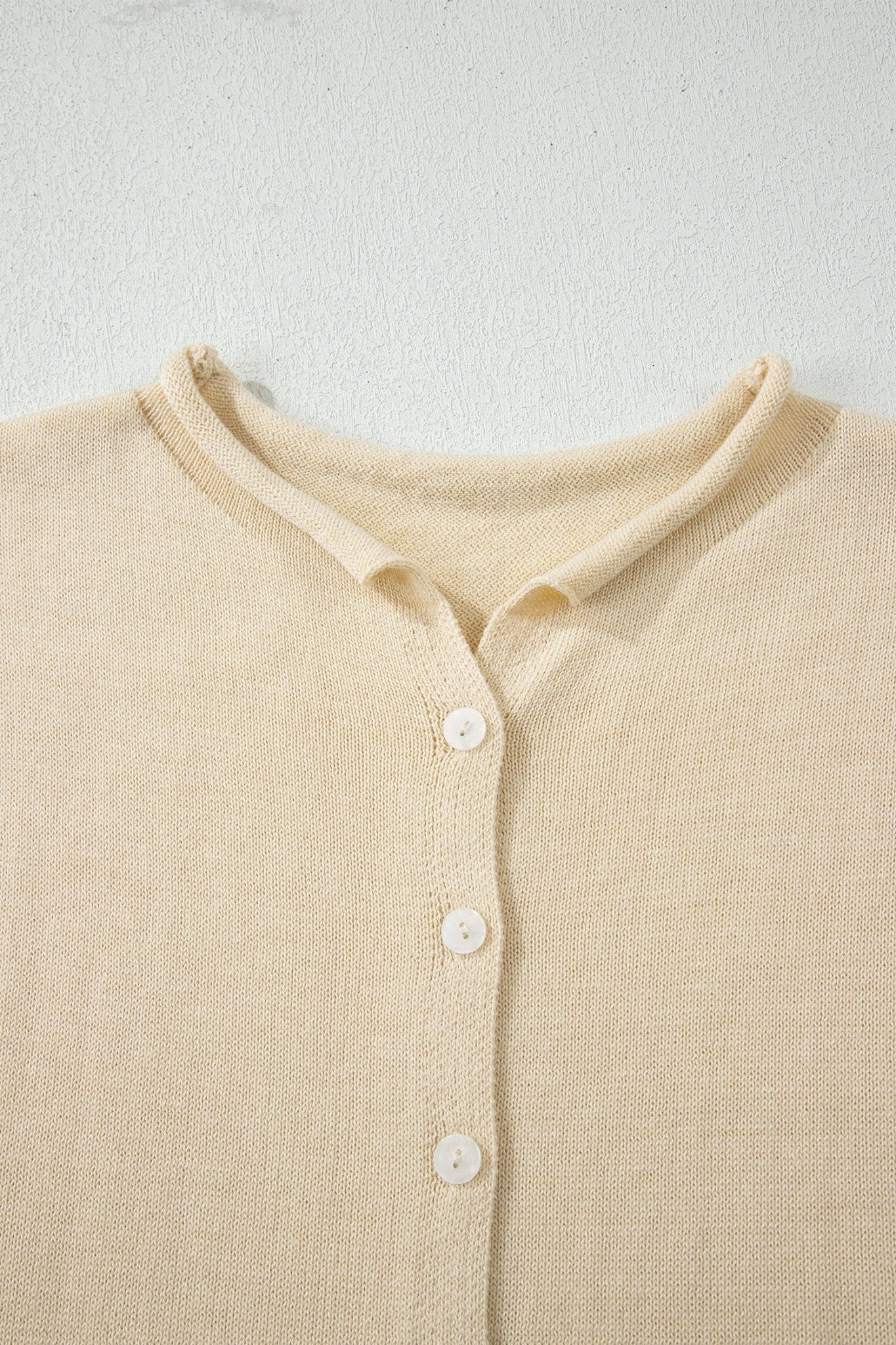 Solid Button-Front Rolled Hem Sweater Top - Rooted & Reckless Co.