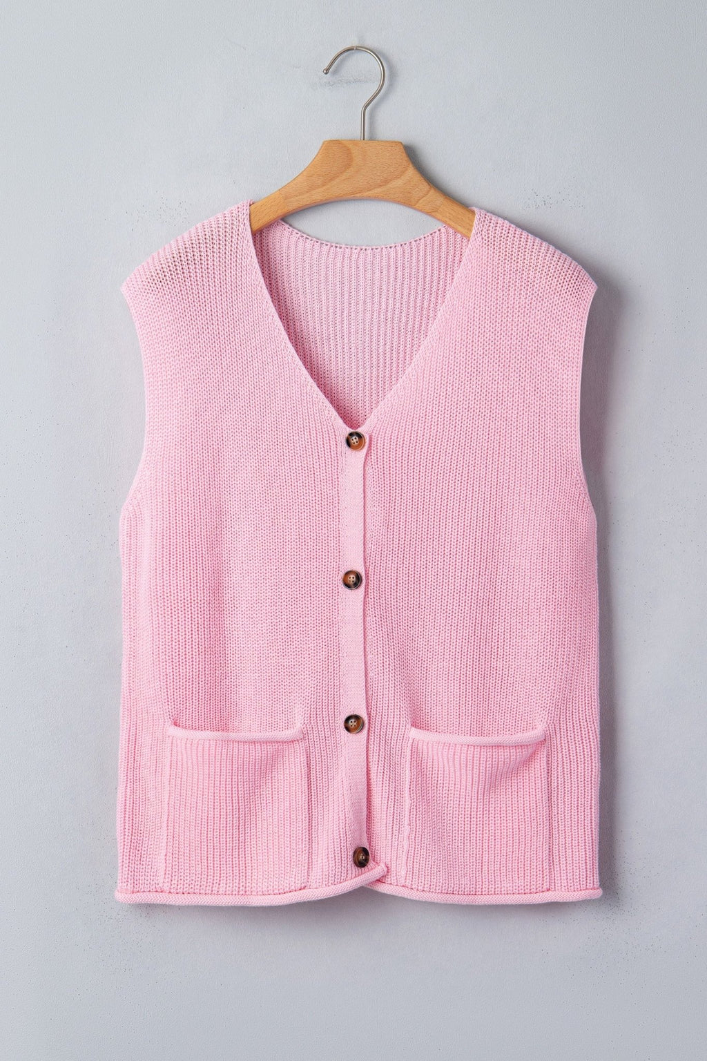 Solid Button Front V-Neck Sweater Knit Vest - Rooted & Reckless Co.