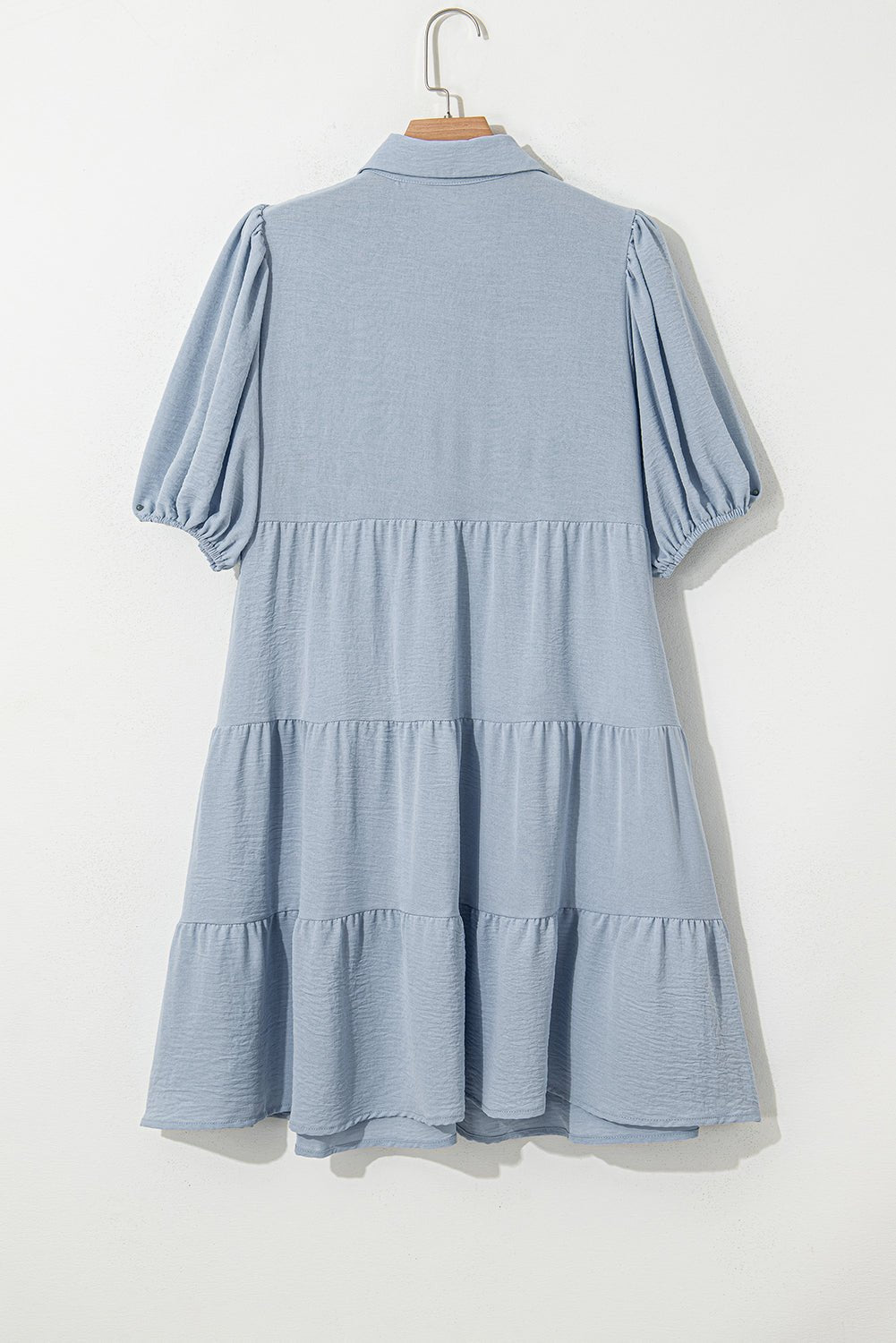 Solid Button-Up Collared Tiered Dress - Rooted & Reckless Co.