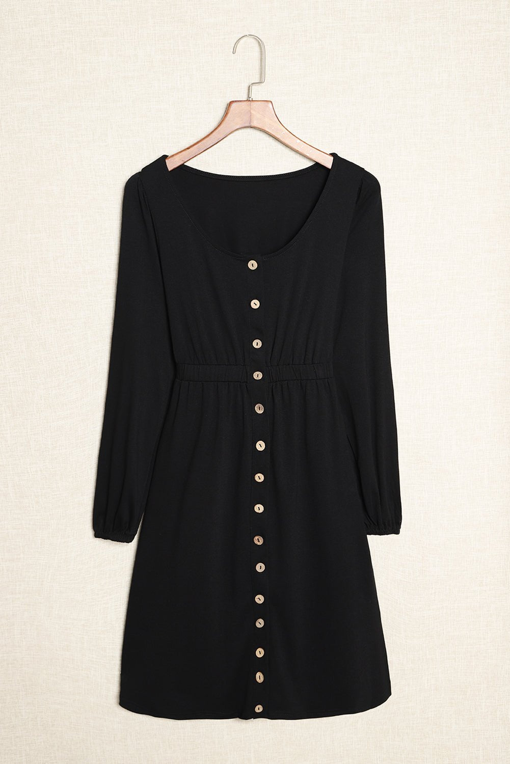 Solid Button-Up Scoop Neck Dress - Rooted & Reckless Co.