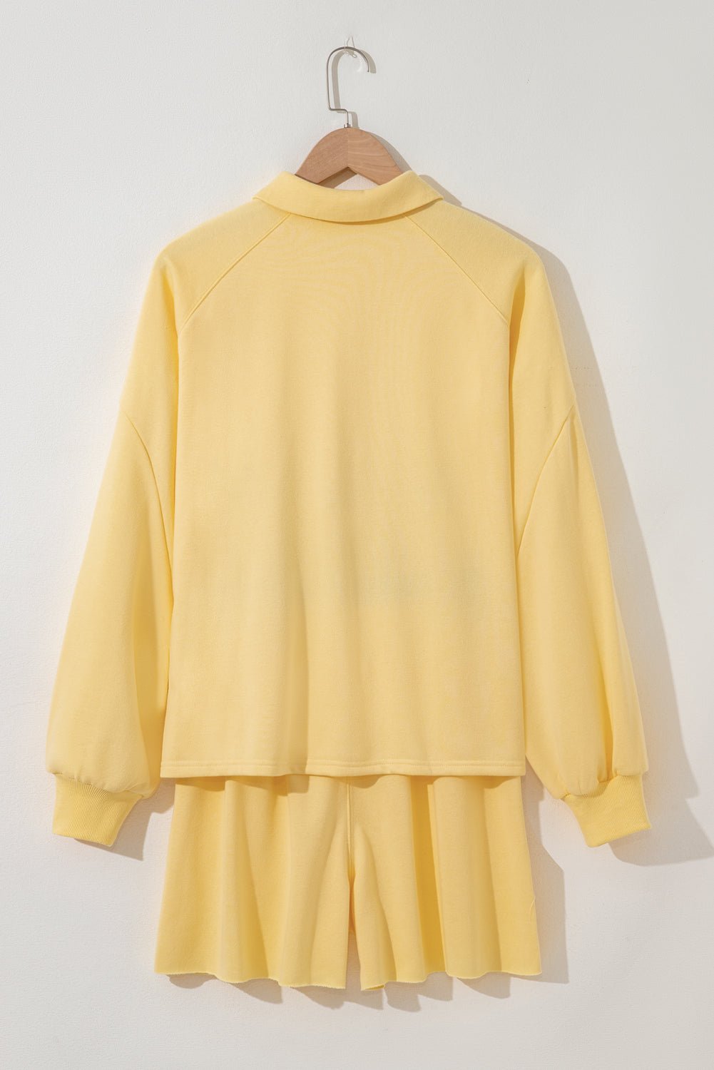 Solid Buttoned Collar Pullover & Shorts Set - Rooted & Reckless Co.