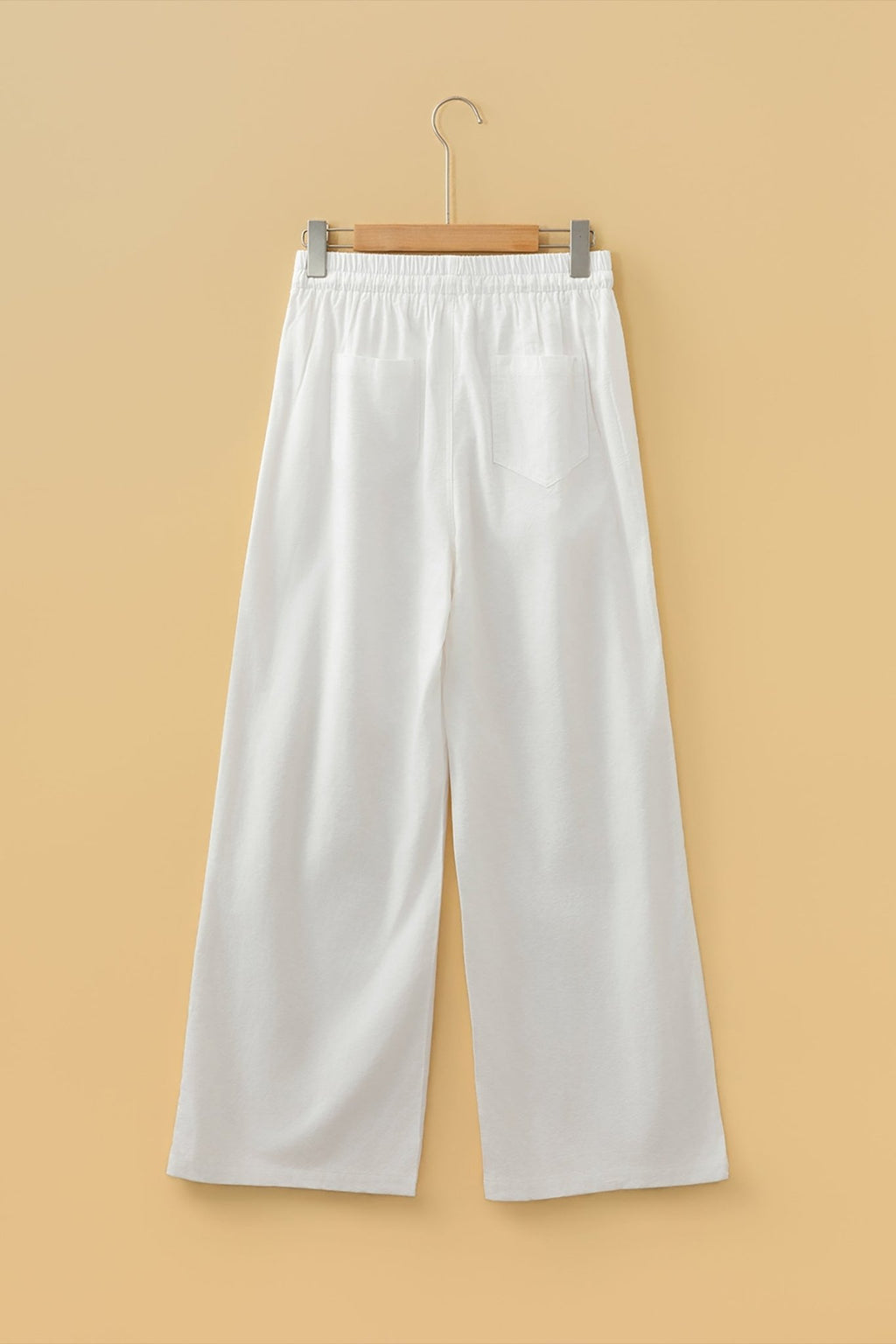 Solid Buttoned Drawstring Waist Pleated Wide Leg Pants - Rooted & Reckless Co.