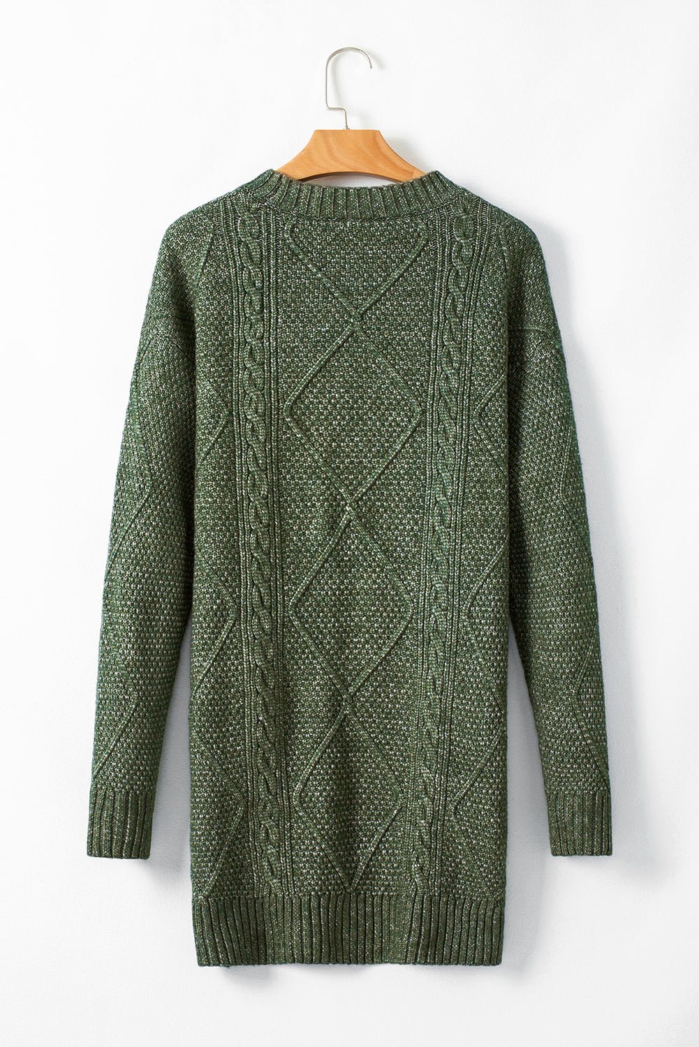 Solid Cable Knit Drop Shoulder Sweater Dress - Rooted & Reckless Co.