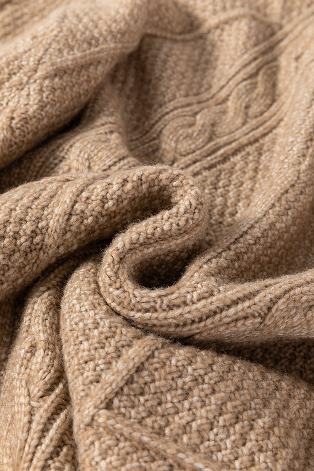 Solid Cable Knit Drop Shoulder Sweater Dress - Rooted & Reckless Co.