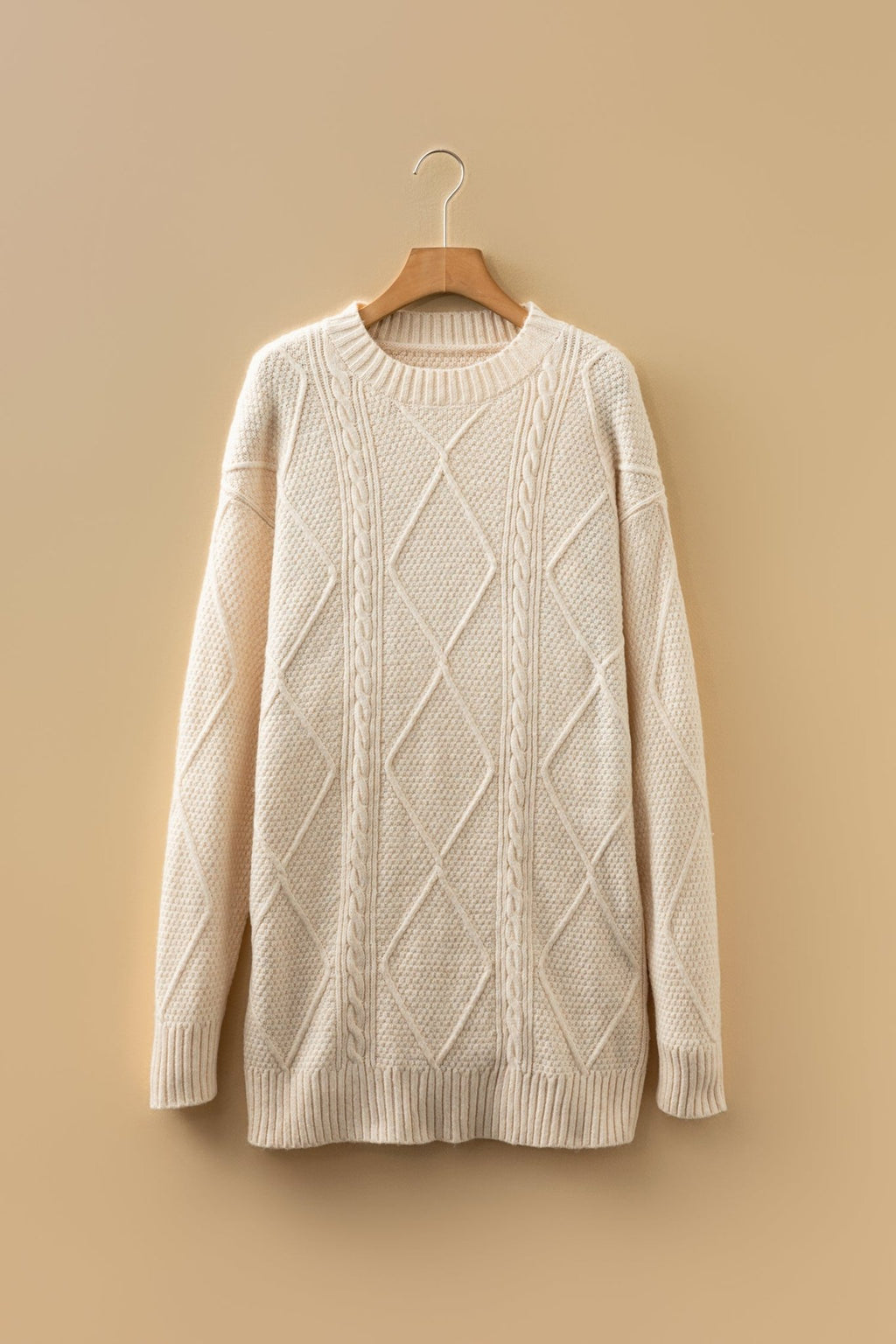Solid Cable Knit Drop Shoulder Sweater Dress - Rooted & Reckless Co.