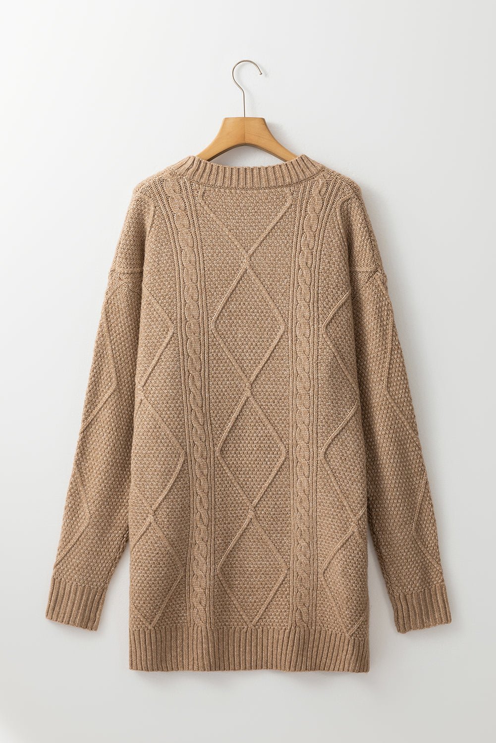 Solid Cable Knit Drop Shoulder Sweater Dress - Rooted & Reckless Co.