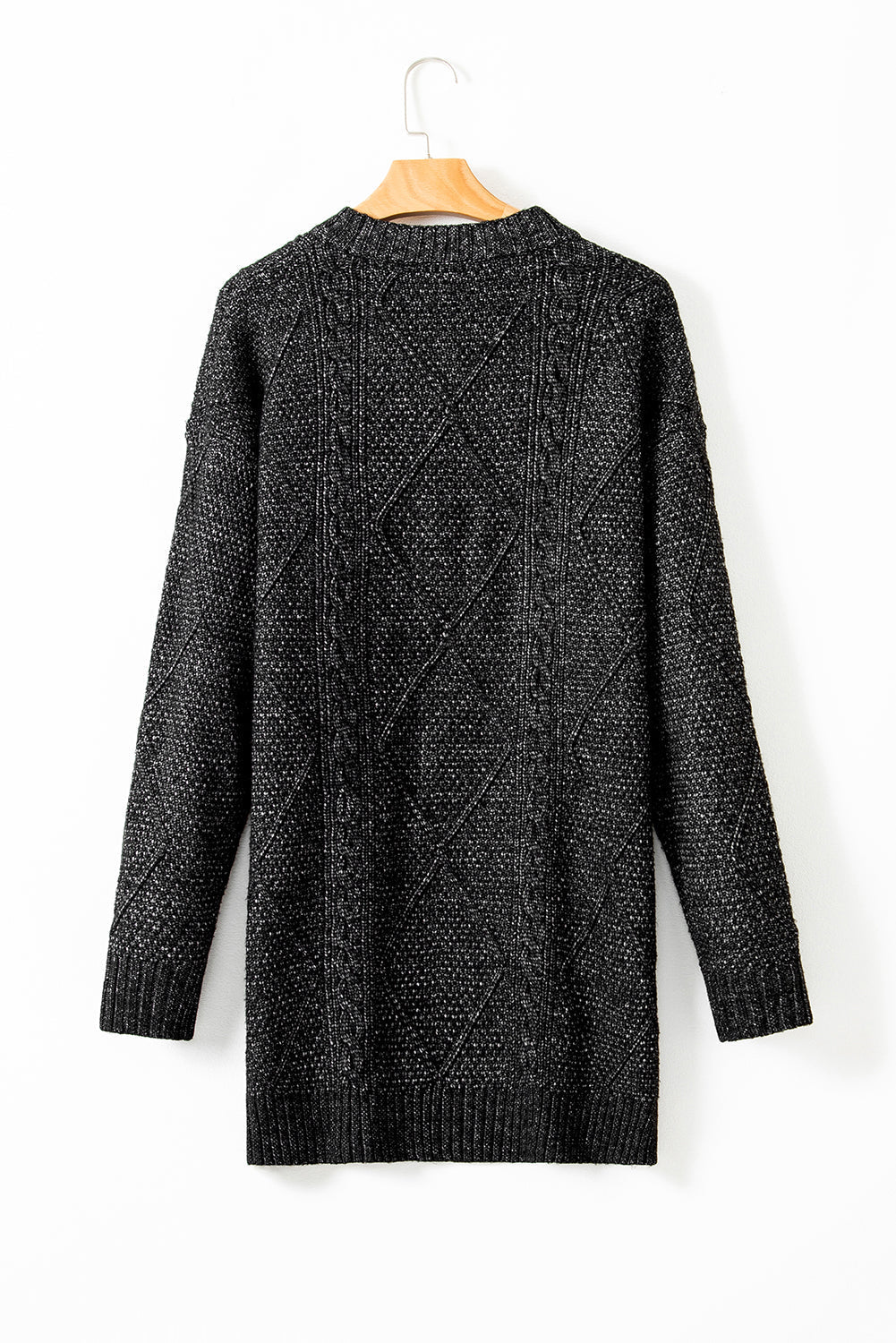 Solid Cable Knit Drop Shoulder Sweater Dress - Rooted & Reckless Co.