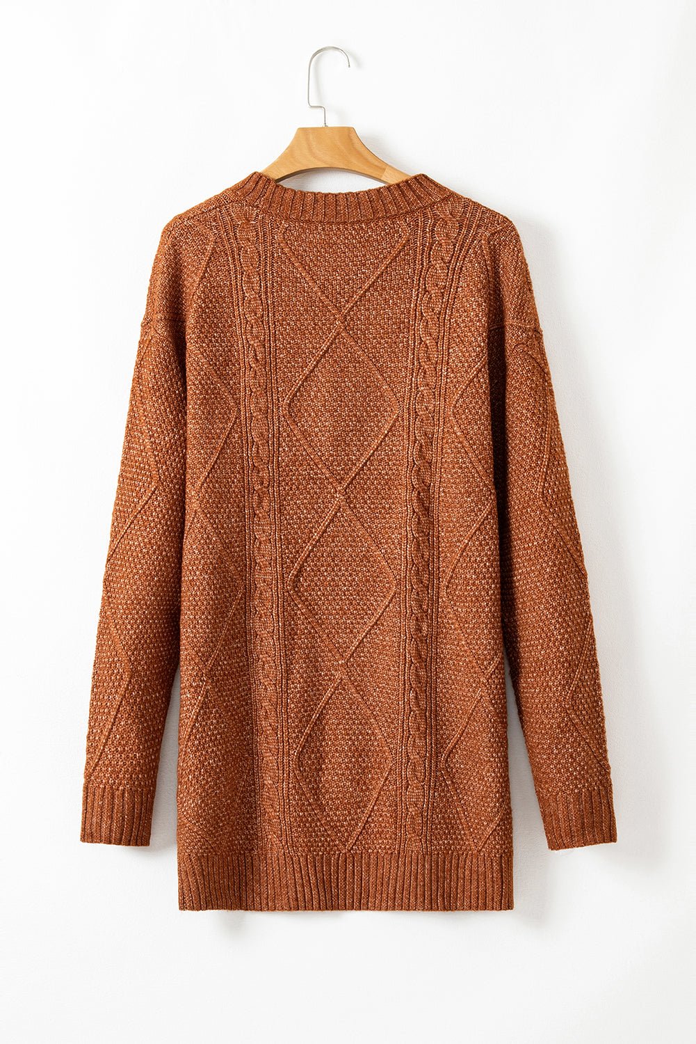 Solid Cable Knit Drop Shoulder Sweater Dress - Rooted & Reckless Co.