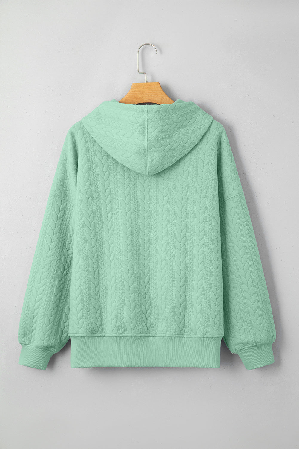 Solid Cable Textured Long Sleeve Baggy Hoodie - Rooted & Reckless Co.