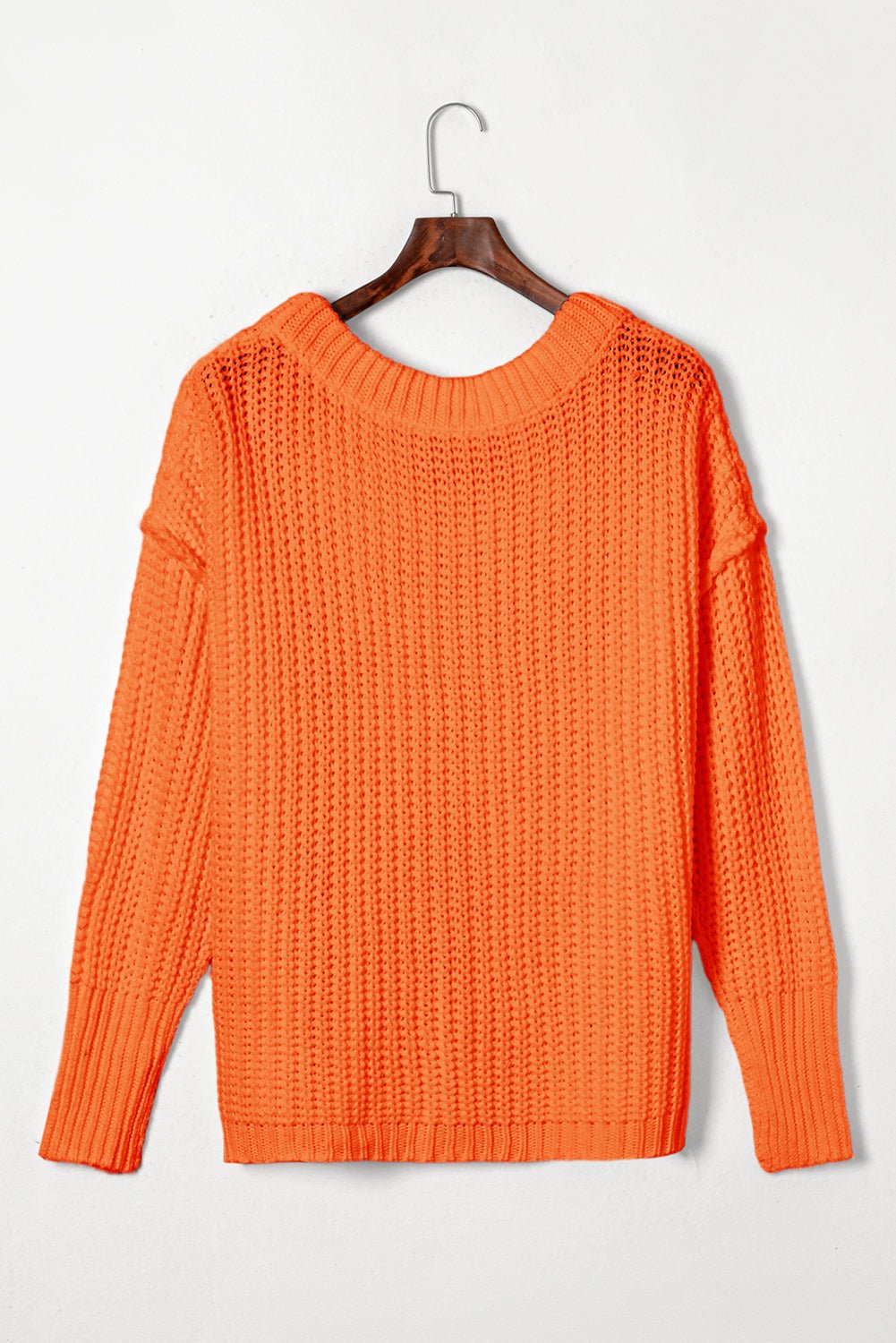 Solid Chunky Knit Ribbed Knit Round Neck Sweater - Rooted & Reckless Co.