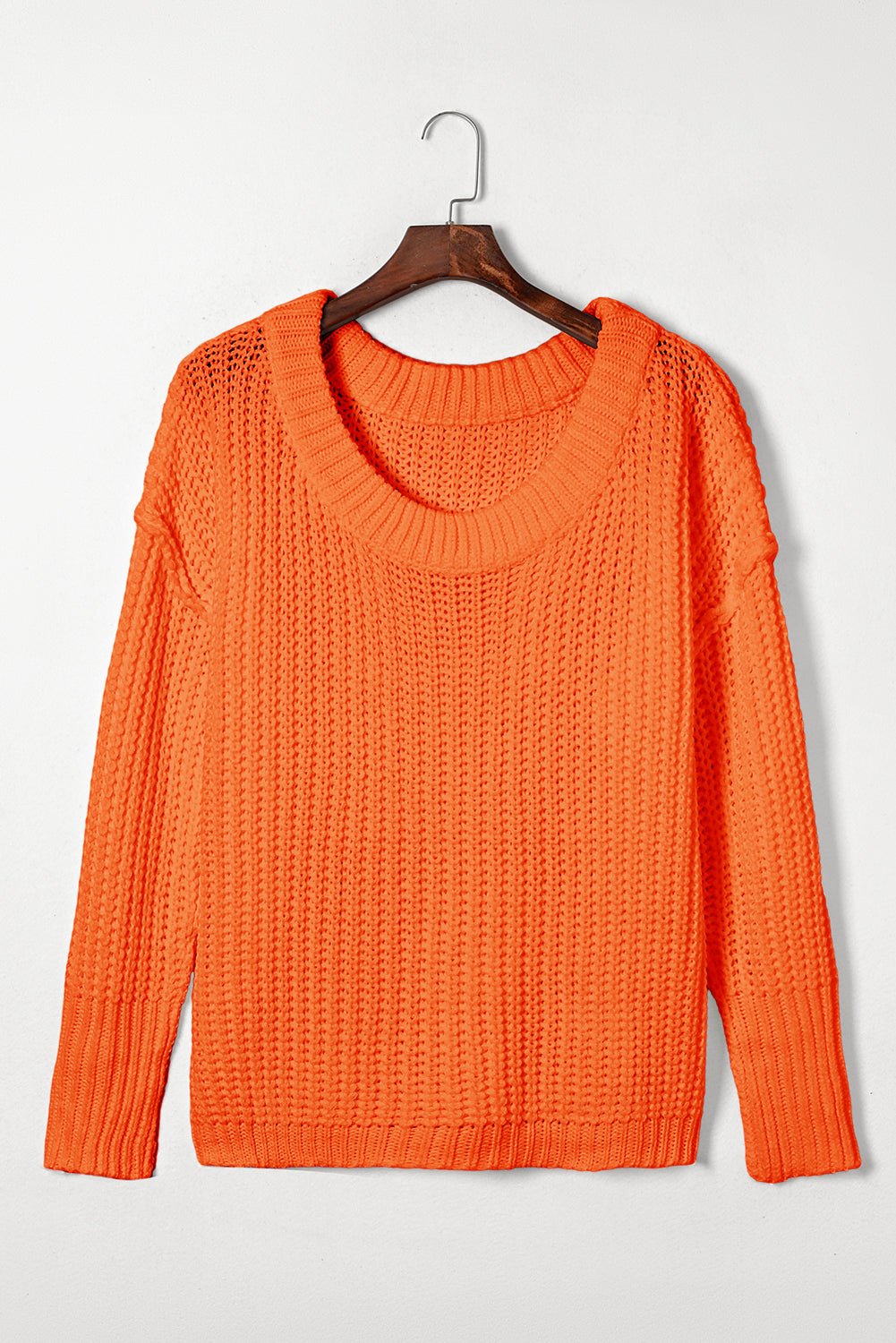 Solid Chunky Knit Ribbed Knit Round Neck Sweater - Rooted & Reckless Co.