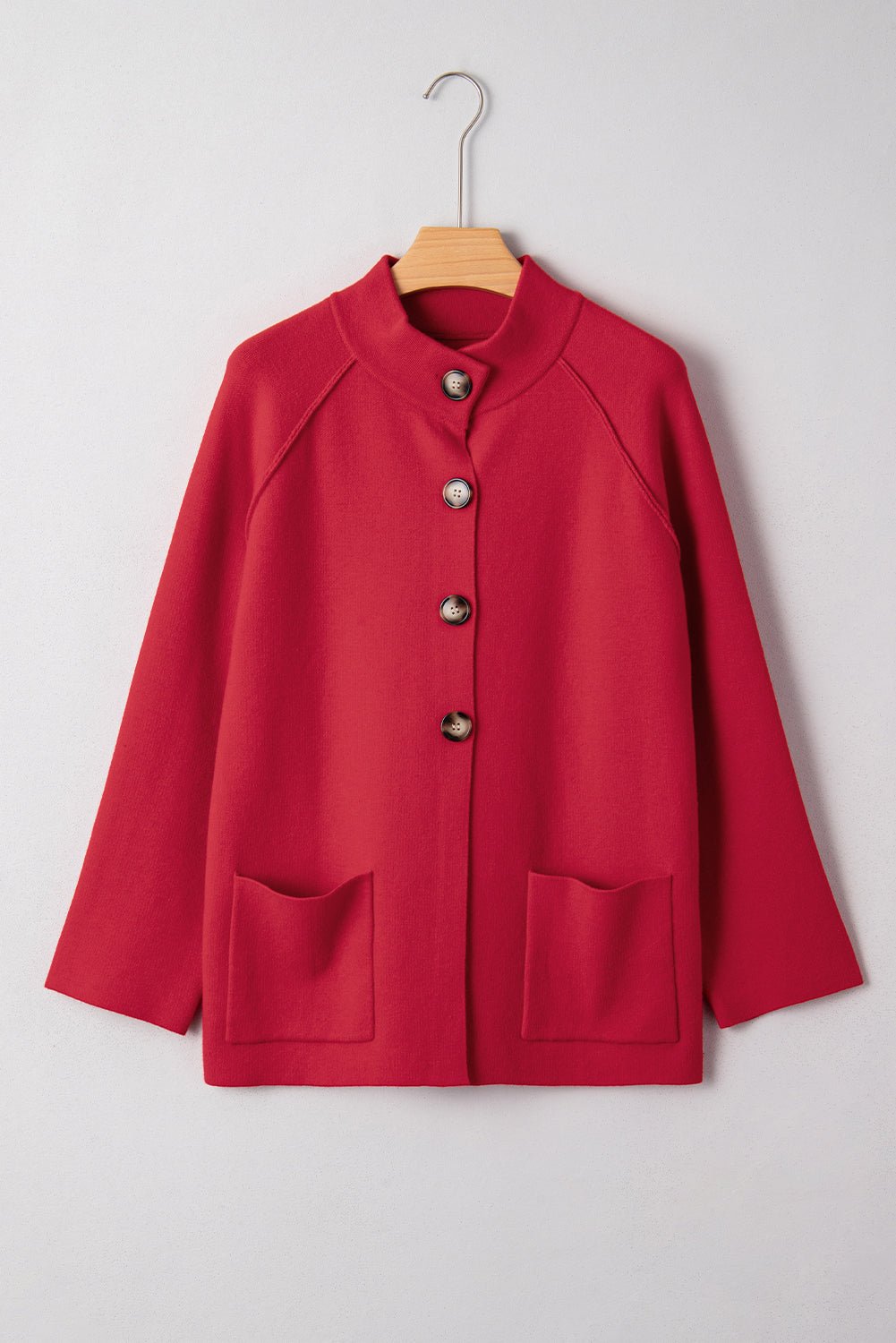 Solid Collared Button Front Cardigan Jacket - Rooted & Reckless Co.