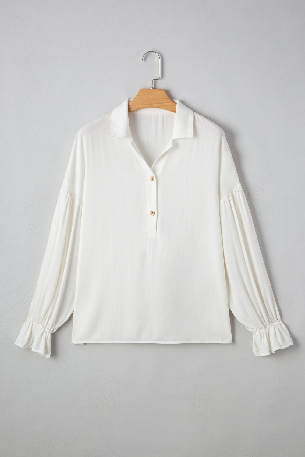 Solid Collared Drop Shoulder Puff Long Sleeve Shirt - Rooted & Reckless Co.