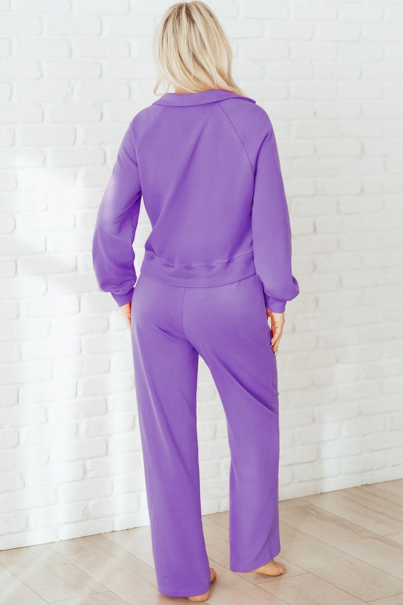 Solid Collared Top and Central Seam Pants Set - Rooted & Reckless Co.