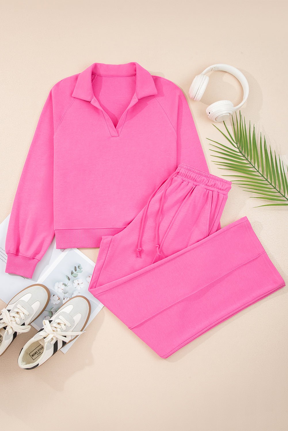 Solid Collared Top and Central Seam Pants Set - Rooted & Reckless Co.