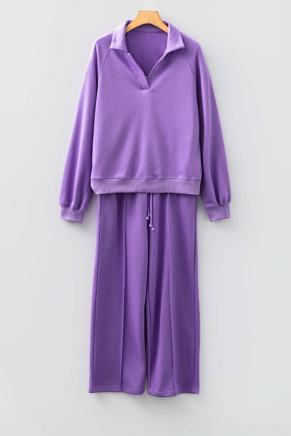 Solid Collared Top and Central Seam Pants Set - Rooted & Reckless Co.