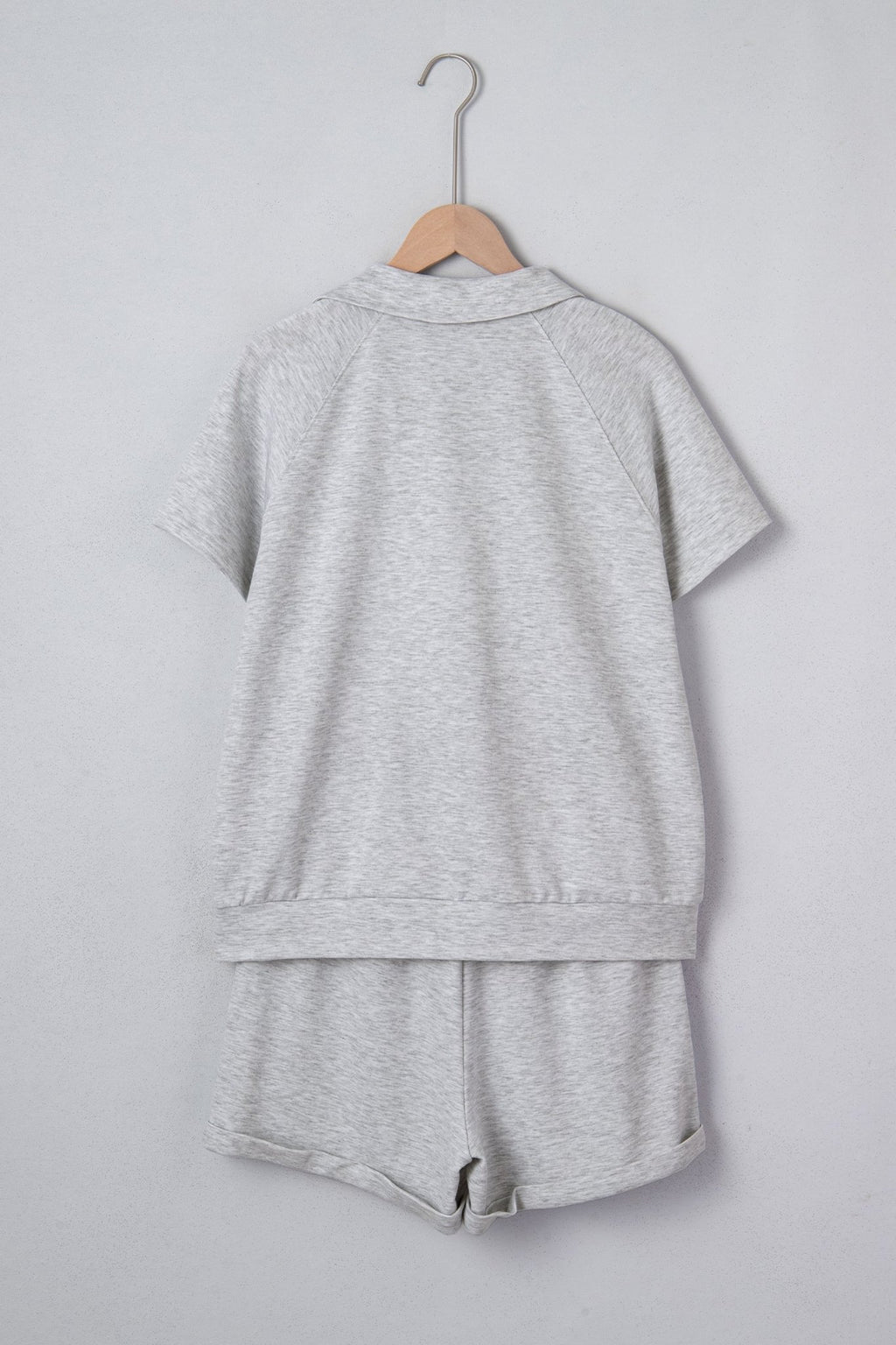 Solid Collared V-Neck Tee & Drawstring Shorts Set - Rooted & Reckless Co.