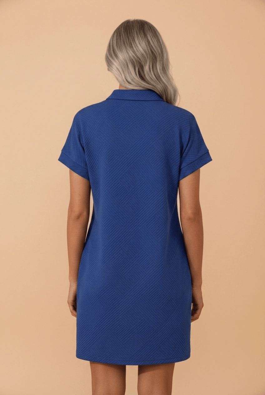 Solid Color Textured Short Sleeve A Line Mini Dress - Rooted & Reckless Co.