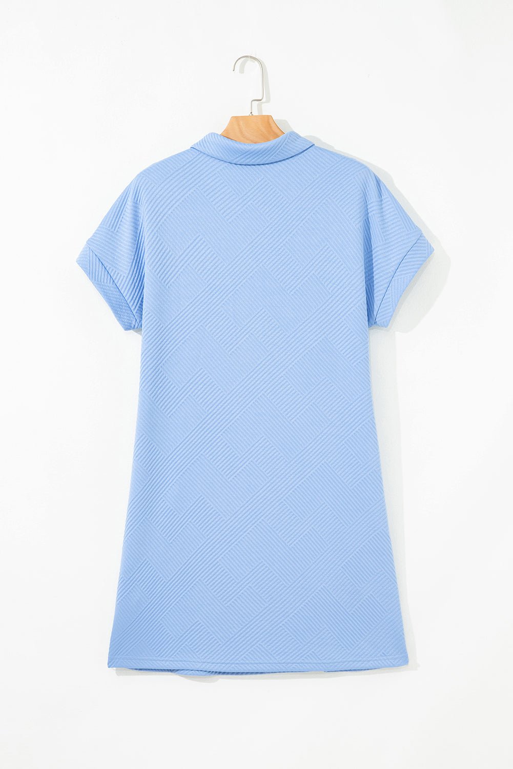 Solid Color Textured Short Sleeve A Line Mini Dress - Rooted & Reckless Co.