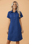 Solid Color Textured Short Sleeve A Line Mini Dress - Rooted & Reckless Co.