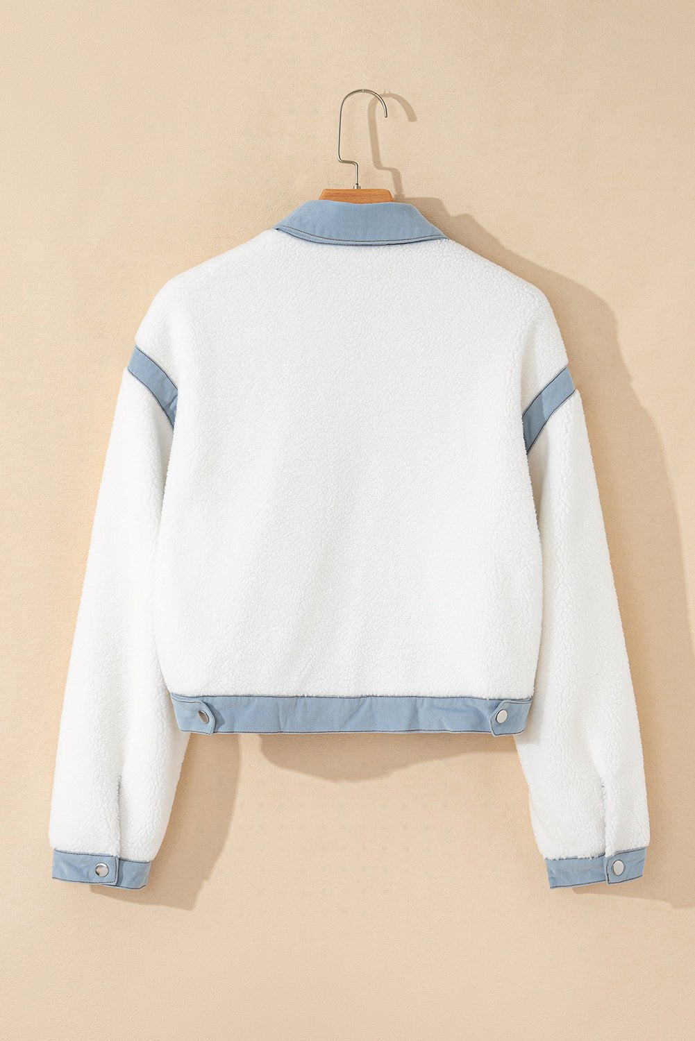 Solid Contrast Trim Buttoned Sherpa Jacket - Rooted & Reckless Co.