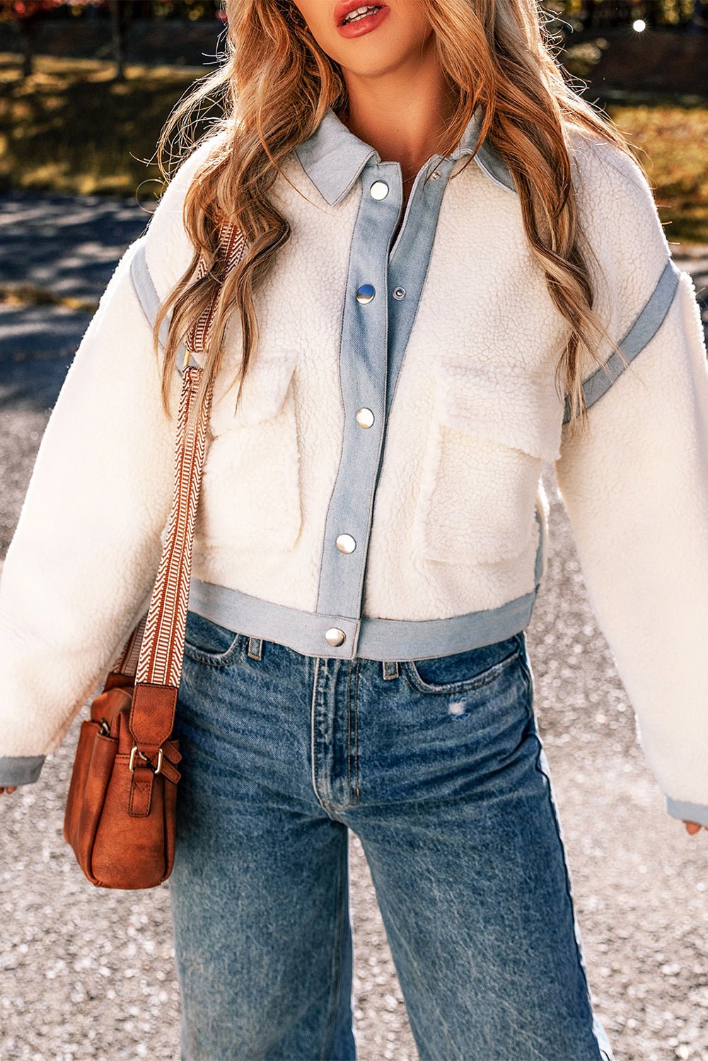 Solid Contrast Trim Buttoned Sherpa Jacket - Rooted & Reckless Co.