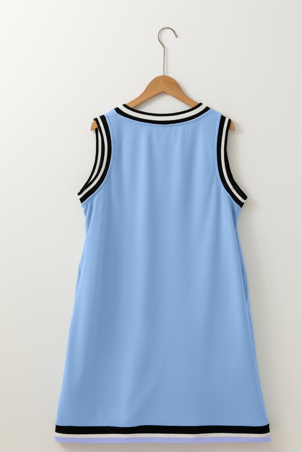 Solid Contrast Trim V-Neck Sleeveless Mini Dress - Rooted & Reckless Co.