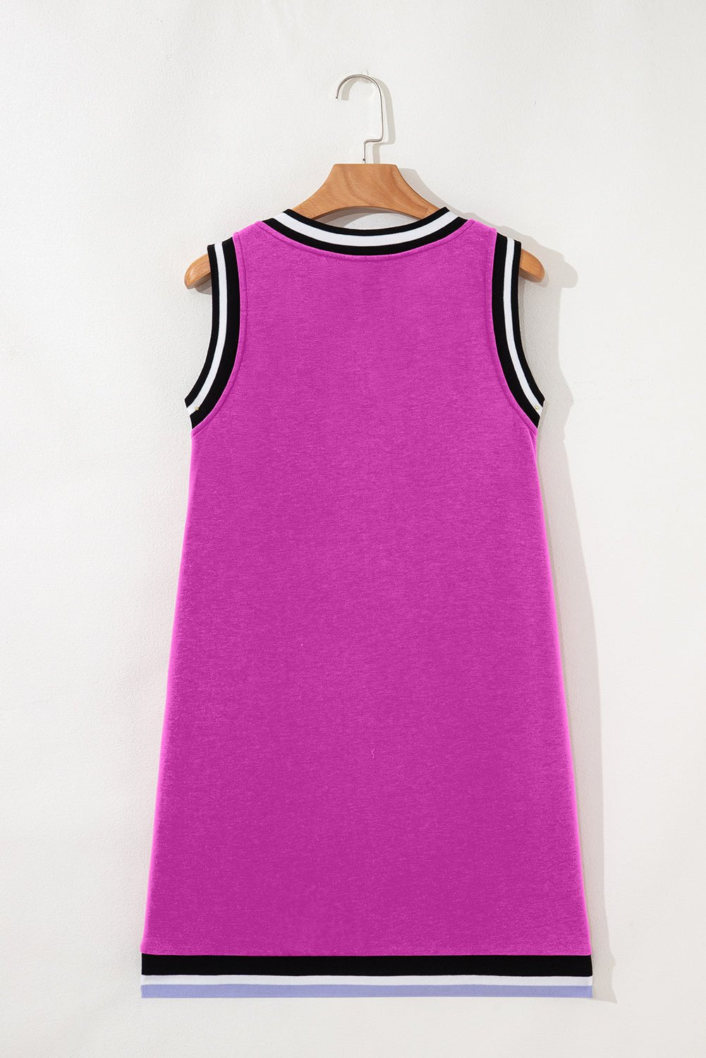 Solid Contrast Trim V-Neck Sleeveless Mini Dress - Rooted & Reckless Co.