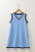 Solid Contrast Trim V-Neck Sleeveless Mini Dress - Rooted & Reckless Co.