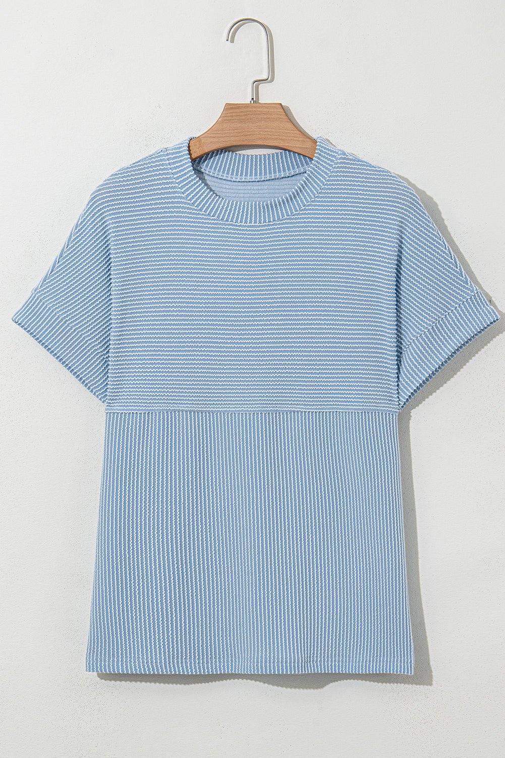 Solid Corded Knit Mock Neck T-Shirt - Rooted & Reckless Co.