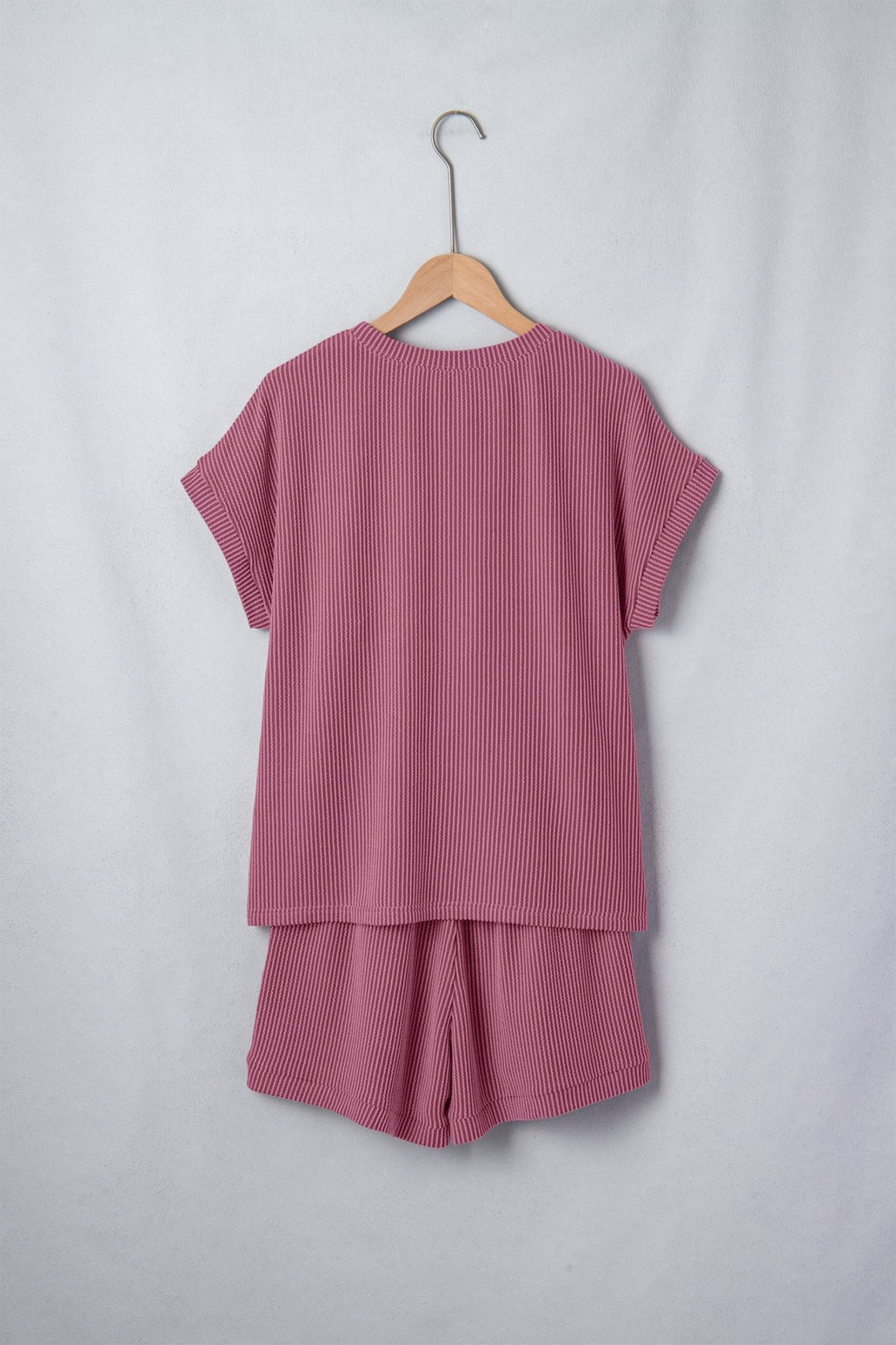 Solid Corded Knit Tee & Drawstring Short Set - Rooted & Reckless Co.