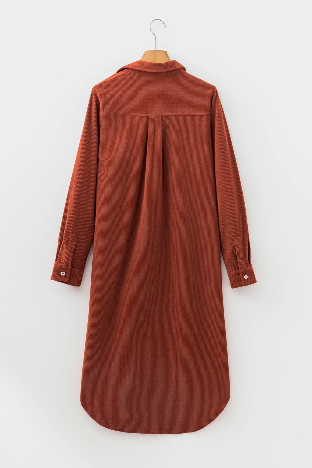 Solid Corduroy Button Front Long Sleeve Midi Dress - Rooted & Reckless Co.