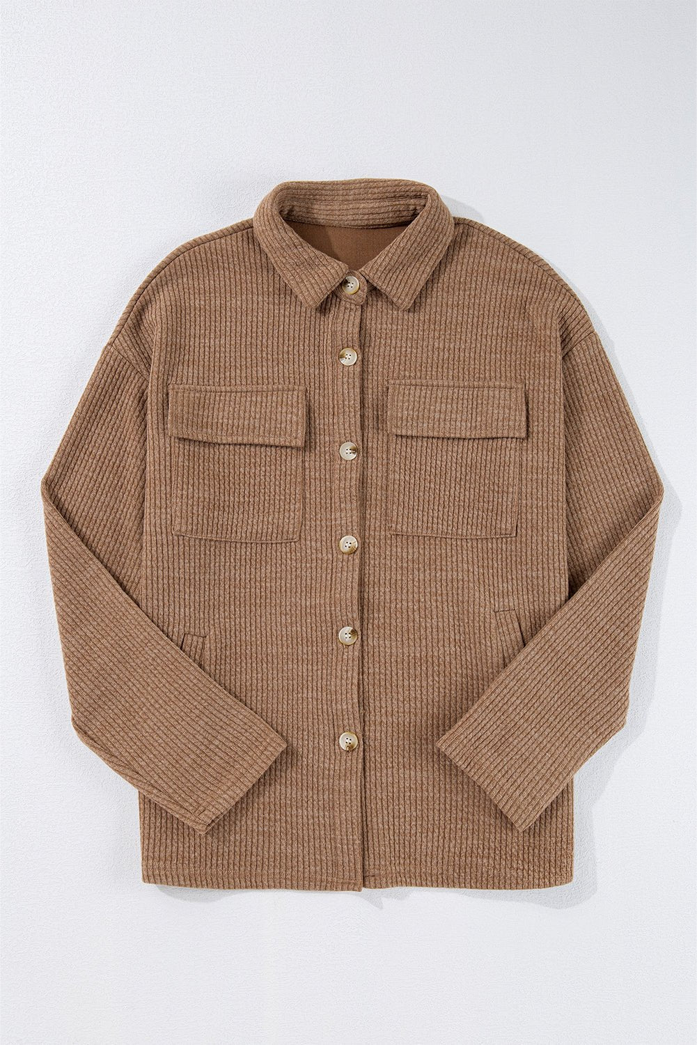 Solid Corduroy Button-Up Long Sleeve Jacket - Rooted & Reckless Co.
