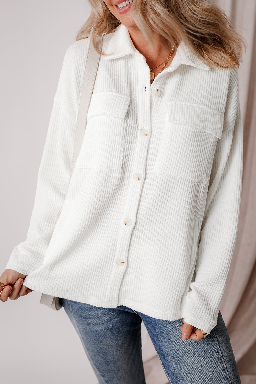 Solid Corduroy Button-Up Long Sleeve Jacket - Rooted & Reckless Co.