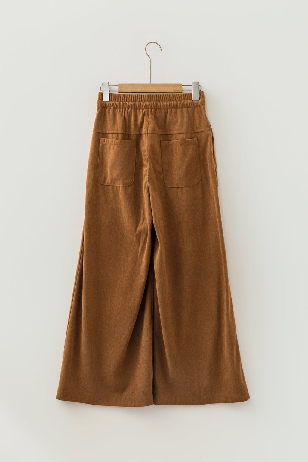 Solid Corduroy Buttoned Elastic Waist Wide Leg Pants - Rooted & Reckless Co.